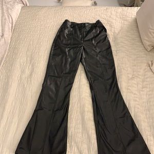 High Waisted Wide Leg Leather Pants!